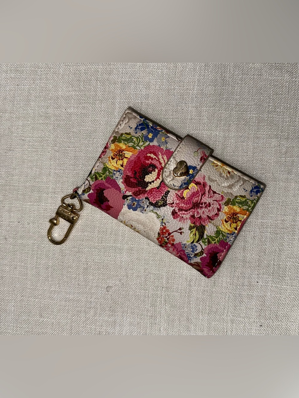 Floral Pattern Wallet Card Holder in Pink Cream